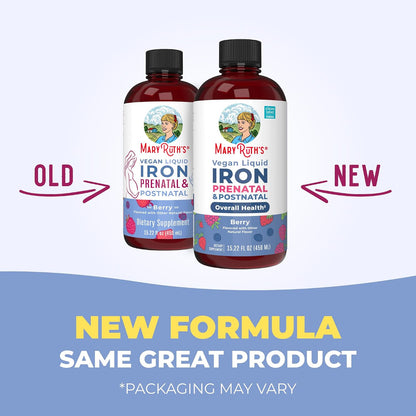 Iron Supplement Prenatal & Postnatal | Liquid Iron Supplement for Pregnant & Lactating | Iron Supplement for Iron Deficiency | Immune Support | Sugar Free | Vegan | Non-GMO | Gluten Free | 15.22 Fl Oz