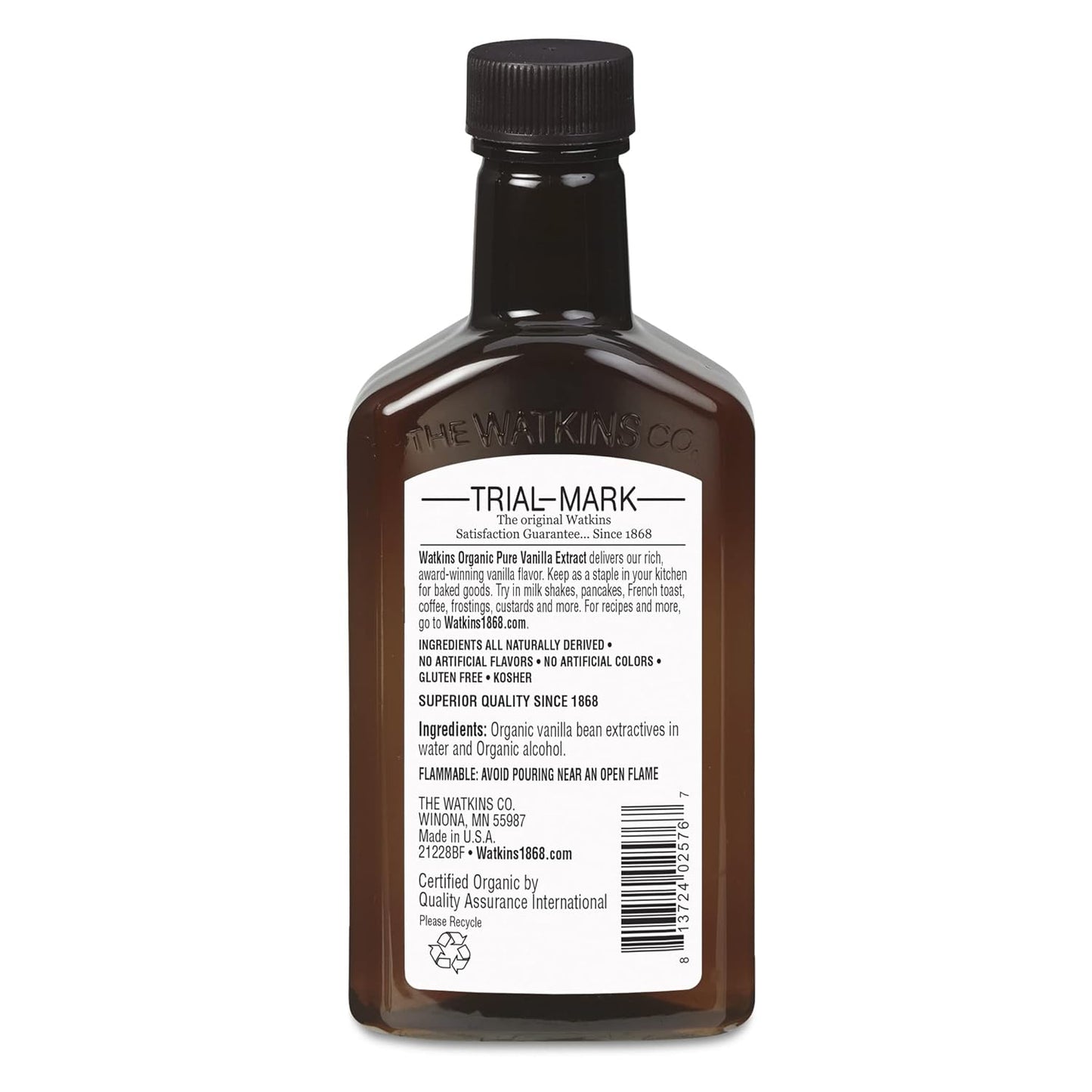 Watkins Organic Pure Vanilla Alcohol Free Flavoring, 2 Fl. Oz (Pack of 1)