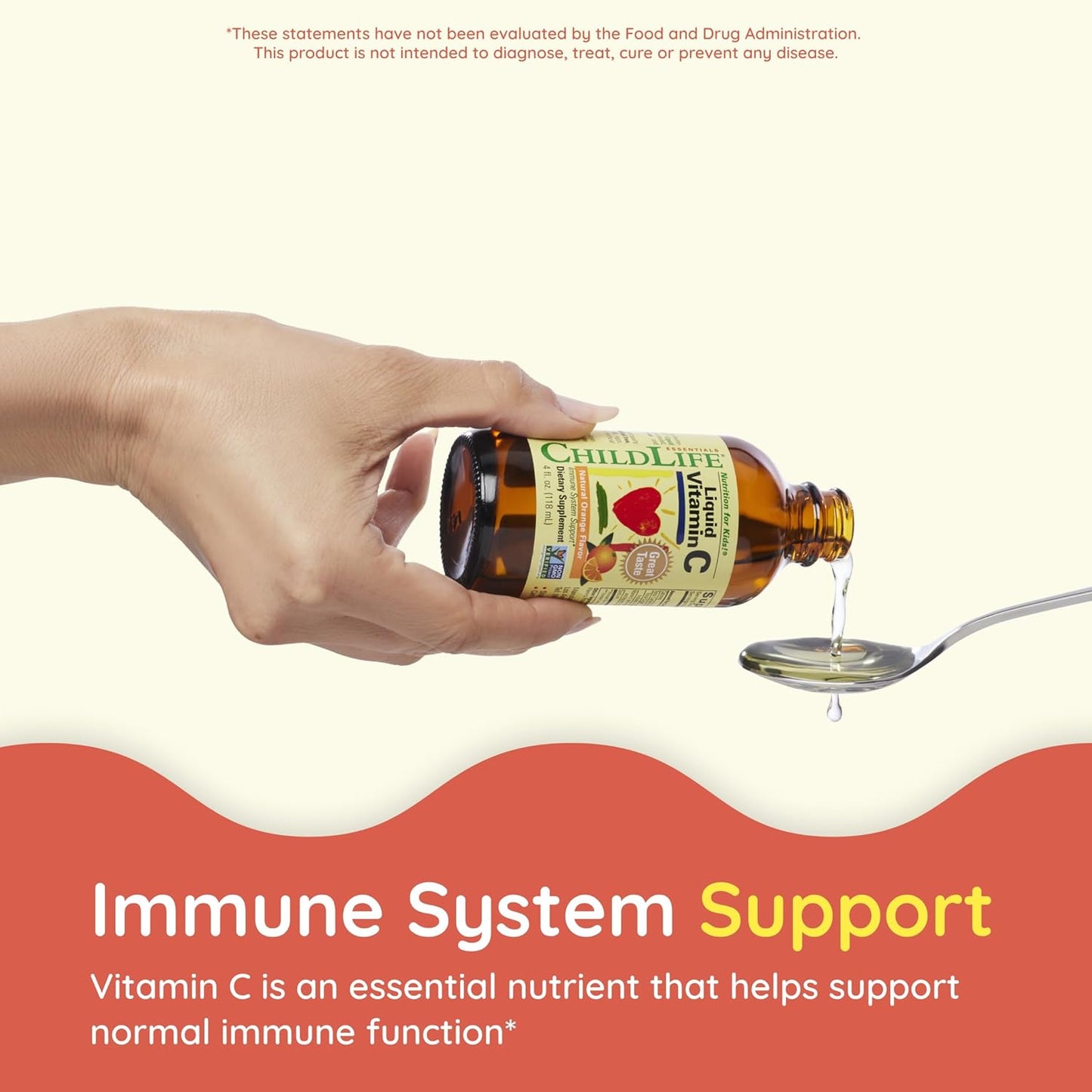 CHILDLIFE ESSENTIALS Liquid Vitamin C - Pure Vitamin C Liquid Supplement for Kids, Toddlers, & Babies, Immune System Support, Low Sugar, Natural Orange Flavor - 4 Fl Oz (Pack of 1)