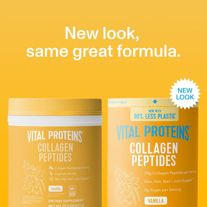 Vital Proteins Collagen Peptides Powder - Grass Fed Collagen Peptides for Hair, Nail, Skin, Bone & Joint Health, Vanilla, 23.2 Ounces