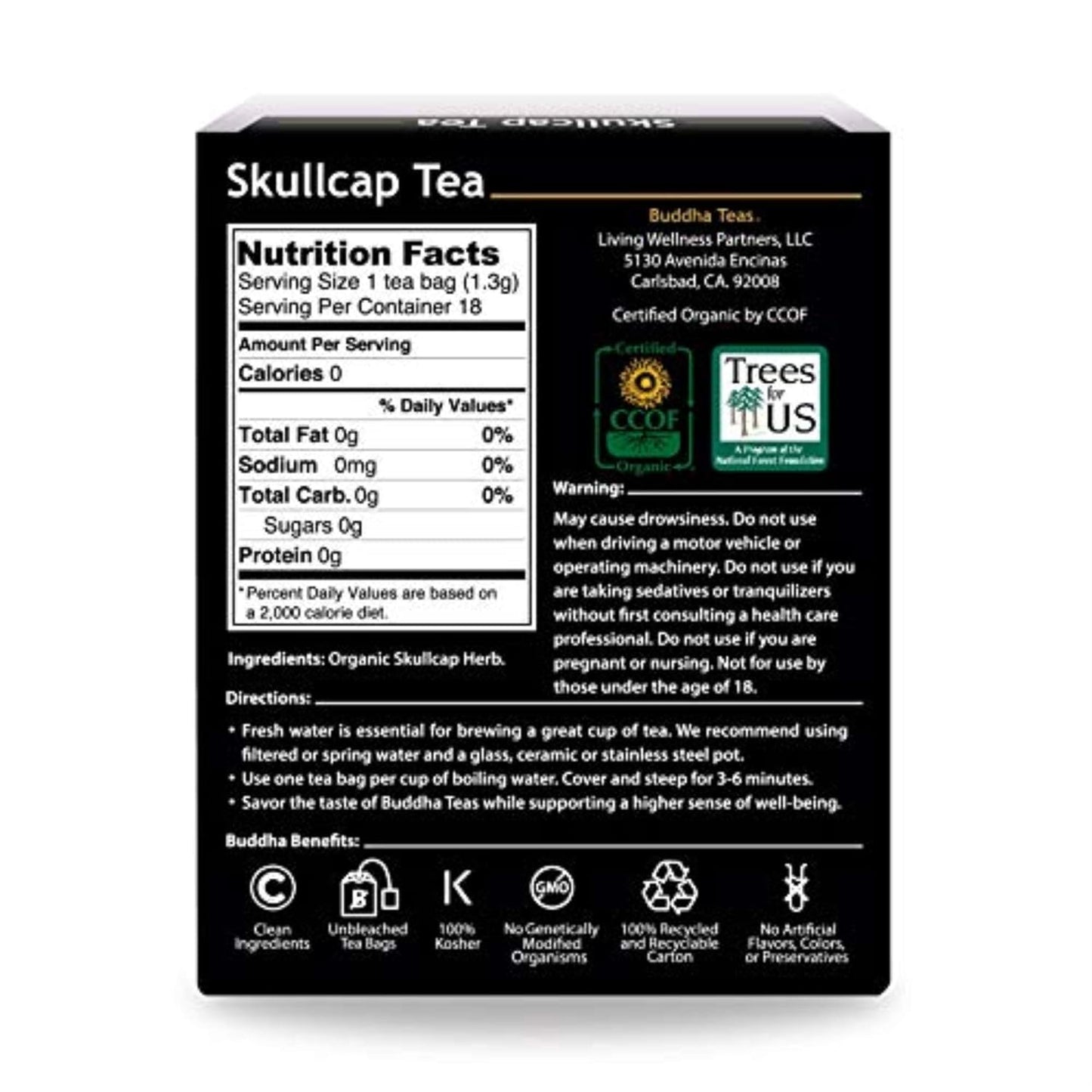 Buddha Teas - Chaga Tea - Organic Herbal Tea - For Cognitive Balance & Overall Health - With Chaga Mushroom, Antioxidants & B Vitamins - Caffeine Free - OU Kosher - 18 Tea Bags (Pack of 1)