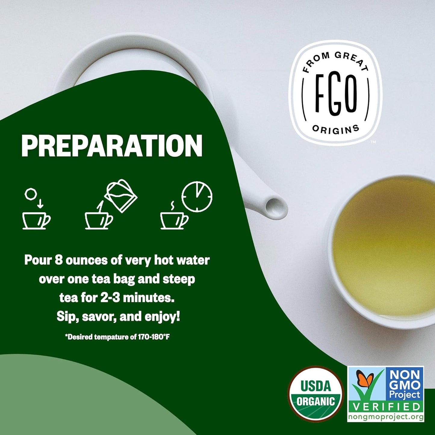 FGO Organic Nettle Leaf Tea, 100 Count, Eco-Conscious Tea Bags, Caffeine Free, Resealable Bag, Packaging May Vary (Pack of 1)