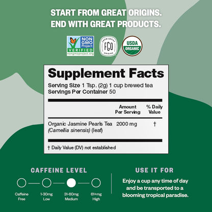 FGO Organic White Tea, Eco-Conscious Tea Bags, Packaging May Vary, 100 Count (Pack of 1)