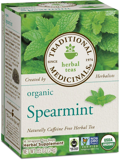 Traditional Medicinals Organic Spearmint Herbal Tea, Healthy & Refreshing, (Pack of 1) - 16 Tea Bags