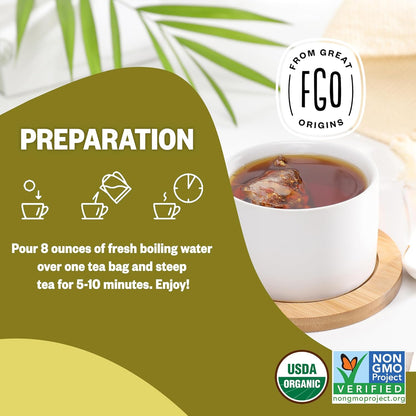 FGO Organic Nettle Leaf Tea, 100 Count, Eco-Conscious Tea Bags, Caffeine Free, Resealable Bag, Packaging May Vary (Pack of 1)
