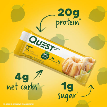 Quest Nutrition Apple Pie Protein Bar, 20g Protein, 4g Net Carbs, 2g Sugar, Gluten Free, Keto Friendly, 12 Count