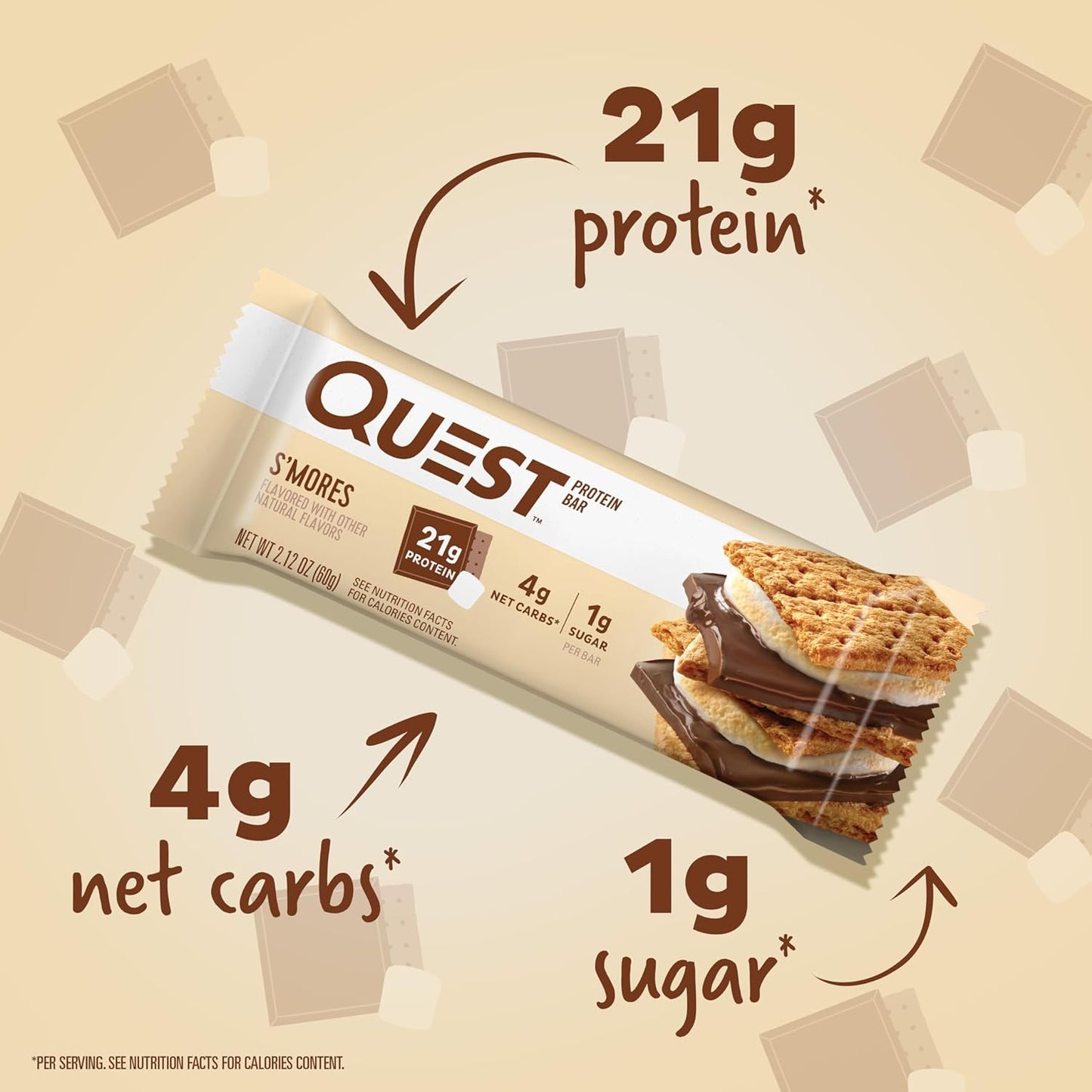 Quest Nutrition Apple Pie Protein Bar, 20g Protein, 4g Net Carbs, 2g Sugar, Gluten Free, Keto Friendly, 12 Count