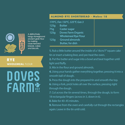 Doves Farm Organic Rye Wholemeal Flour | Stoneground Ancient Grain Flour | Perfect for Close-Textured Breads, Cakes & Biscuit Baking | High in Fiber | Imported from UK | 35.27 Oz (1 Kg)