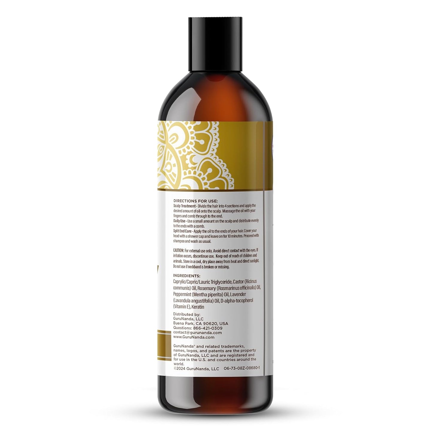 GuruNanda Rosemary Mint for Hair Growth with Keratin & Vitamin E Oil - Encourages Scalp, Shine & Hair Strengthening- 100% Natural, Cruelty-Free, 8oz