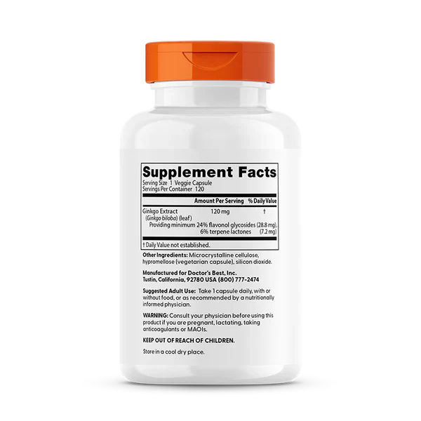 Doctor's Best Extra Strength Ginkgo Biloba 120mg - 120 Vegan Capsules