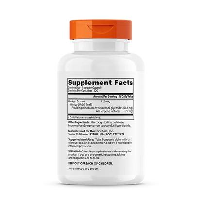 Doctor's Best Extra Strength Ginkgo Biloba 120mg - 120 Vegan Capsules