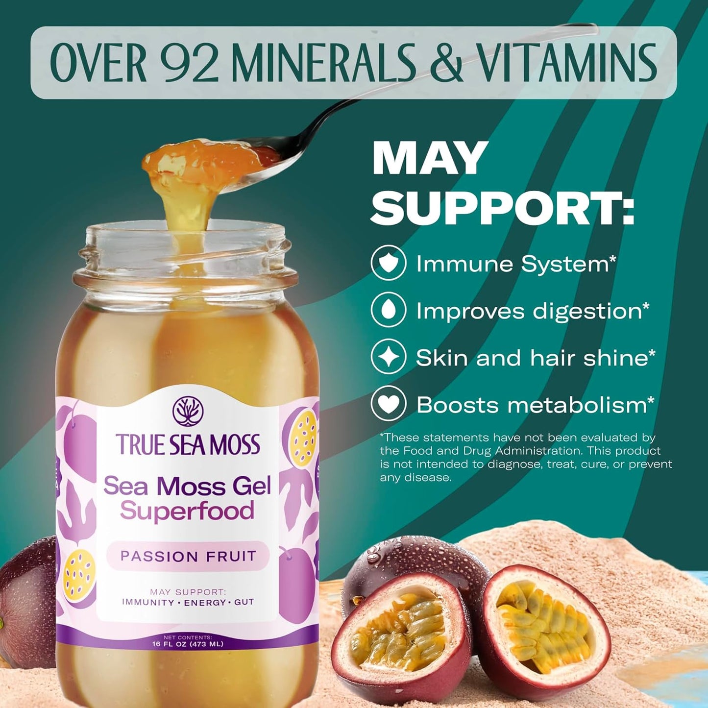 TrueSeaMoss Sea Moss Gel – Limited Edition – Made in USA – Wildcrafted Seamoss, Fresh Fruits & Sea Vegetables – Cherry, Pack of 1 (Labels May Vary)