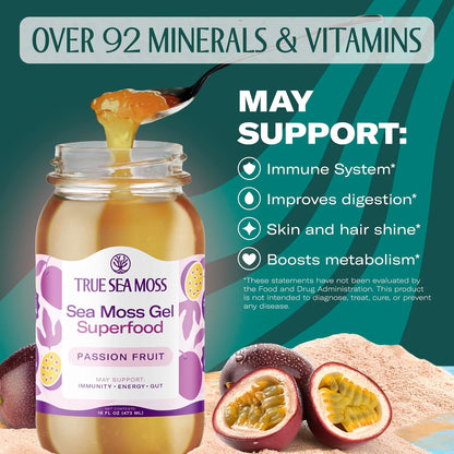 TrueSeaMoss Sea Moss Gel – Limited Edition – Made in USA – Wildcrafted Seamoss, Fresh Fruits & Sea Vegetables – Cherry, Pack of 1 (Labels May Vary)