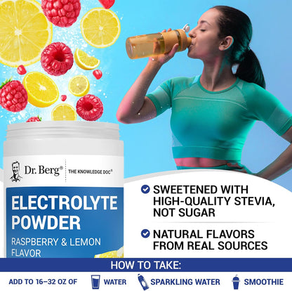Dr. Berg Zero Sugar Hydration Keto Electrolyte Powder - Enhanced w/ 1000 mg of Potassium & Real Pink Himalayan Salt (NOT Table Salt) - Lemonade Flavor Hydration Drink Mix Supplement - 100 Servings