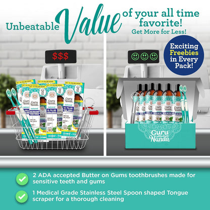 GuruNanda CocoMint Oil Pulling Mouthwash for Complete Oral Hygiene, 7 Essential Oils & Vitamins for Happy Teeth & Gums & Fresh Breath, Alcohol-Free, 16 oz