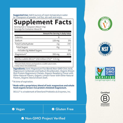 Garden of Life Dr. Formulated Magnesium Powder, Raspberry Lemon, 85 Doses