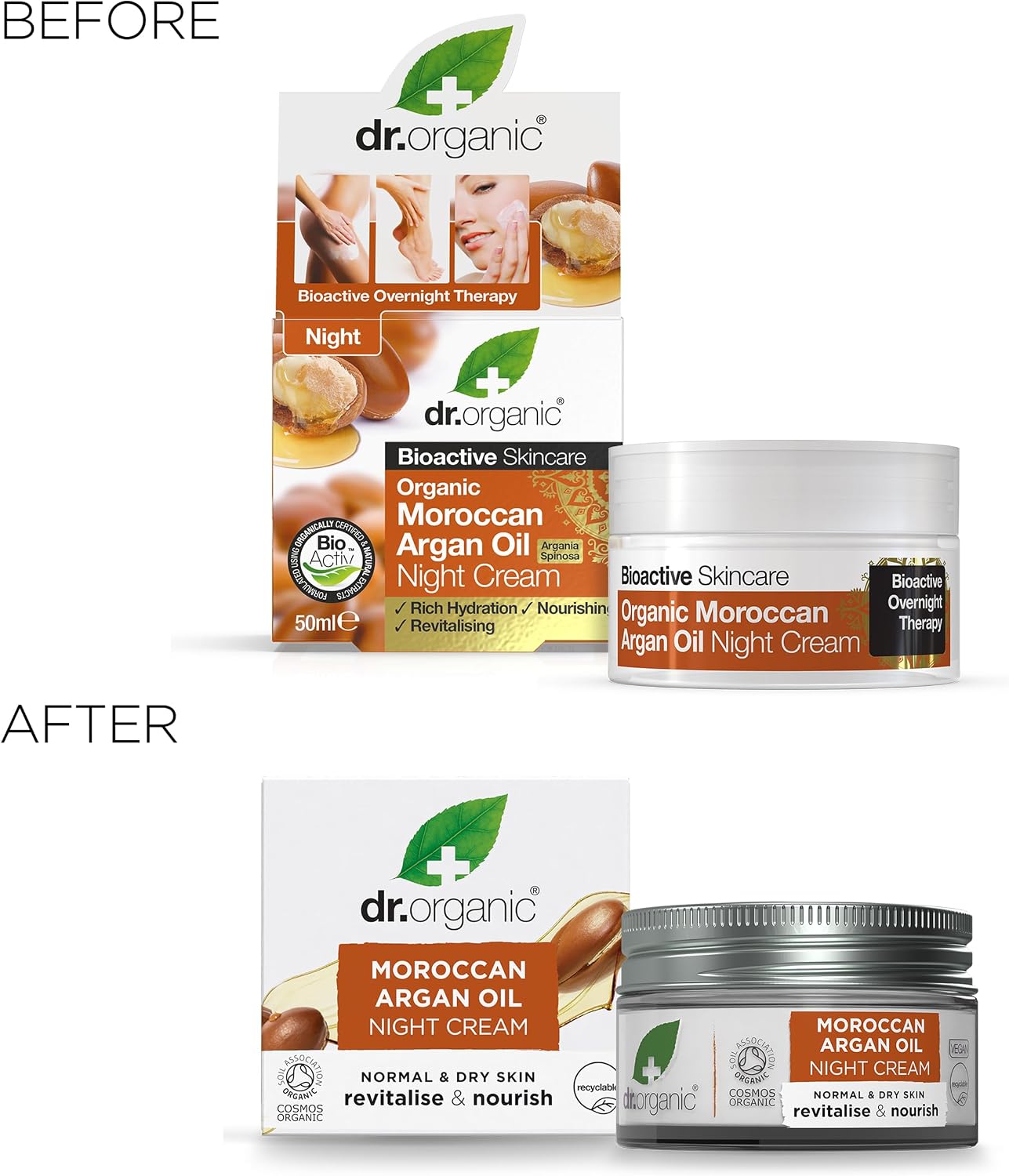 Dr Organic Moroccan Argan Oil Night Cream, Moisturising, Natural, Vegan, Cruelty Free, Paraben & SLS Free, Plastic Free, Recycled & Recyclable, Certified Organic, 50 ml