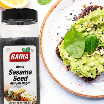 Badia Black Sesame Seed, 16 oz – Whole Black Sesame Seeds for Cooking