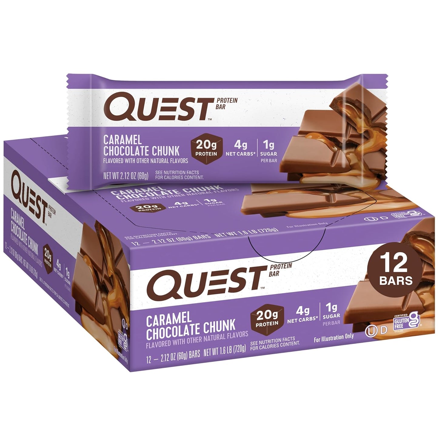 Quest Nutrition Apple Pie Protein Bar, 20g Protein, 4g Net Carbs, 2g Sugar, Gluten Free, Keto Friendly, 12 Count