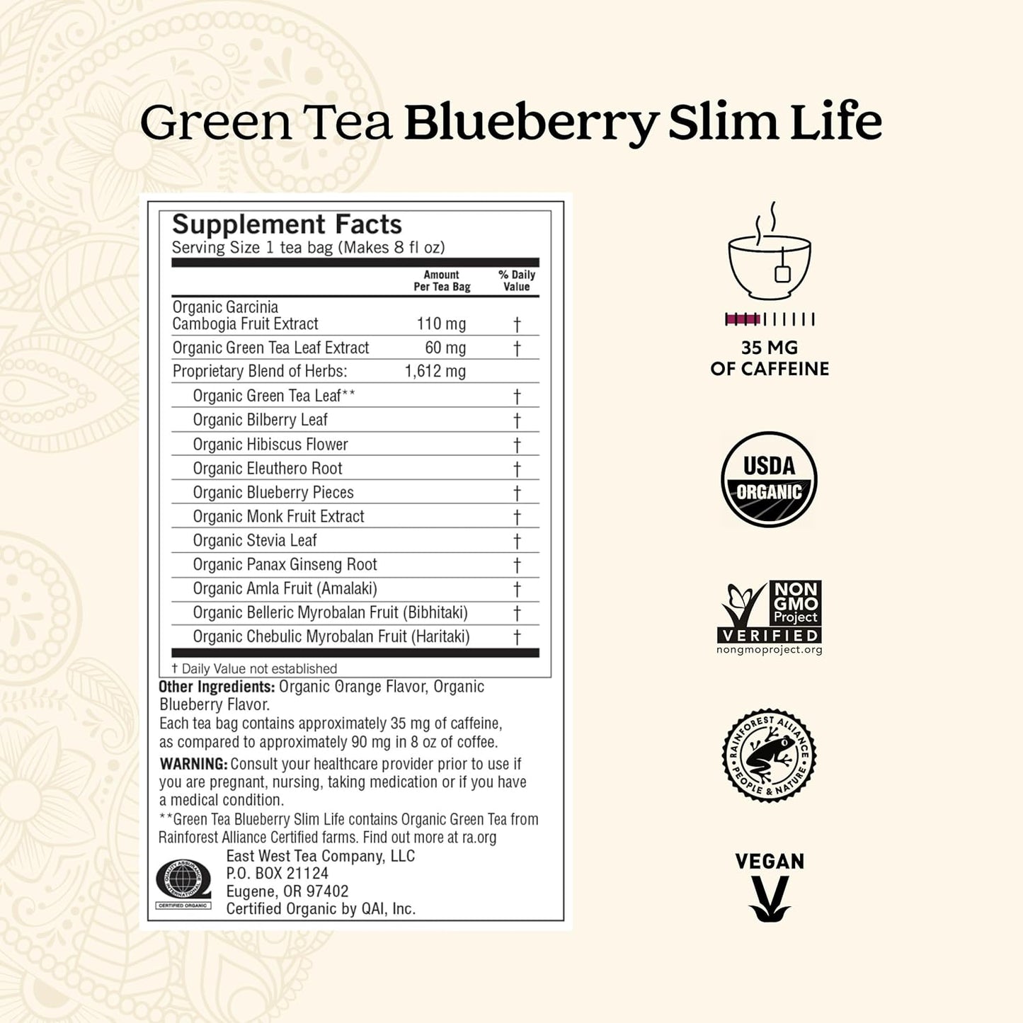 Yogi Tea - Green Tea Blueberry Slim Life (4 Pack) - Energizes and Supports a Dieting Program with Garcinia Cambogia - Contains Caffeine - 64 Organic Tea Bags
