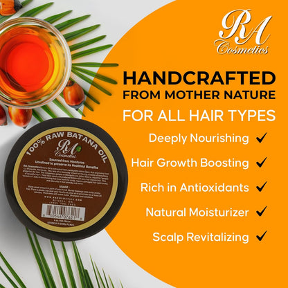 RA COSMETICS 100% Natural Unrefined Batana Hair Oil for Growth, Repair & Strength | 8 oz Nourishing Moisturizer for Damaged Hair from Honduras