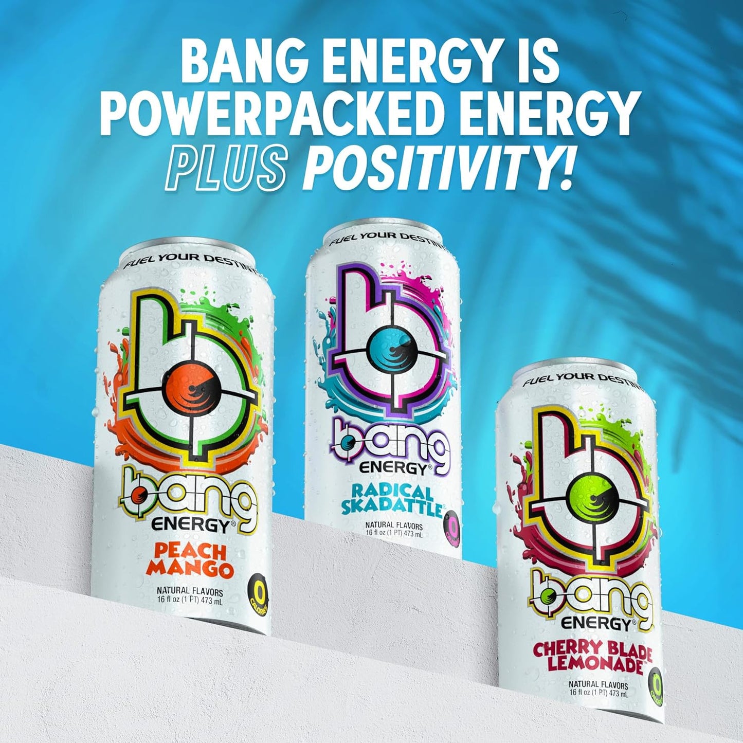 Bang Energy Nectarine Blueberry, Sugar-Free Energy Drink , 16-Ounce.