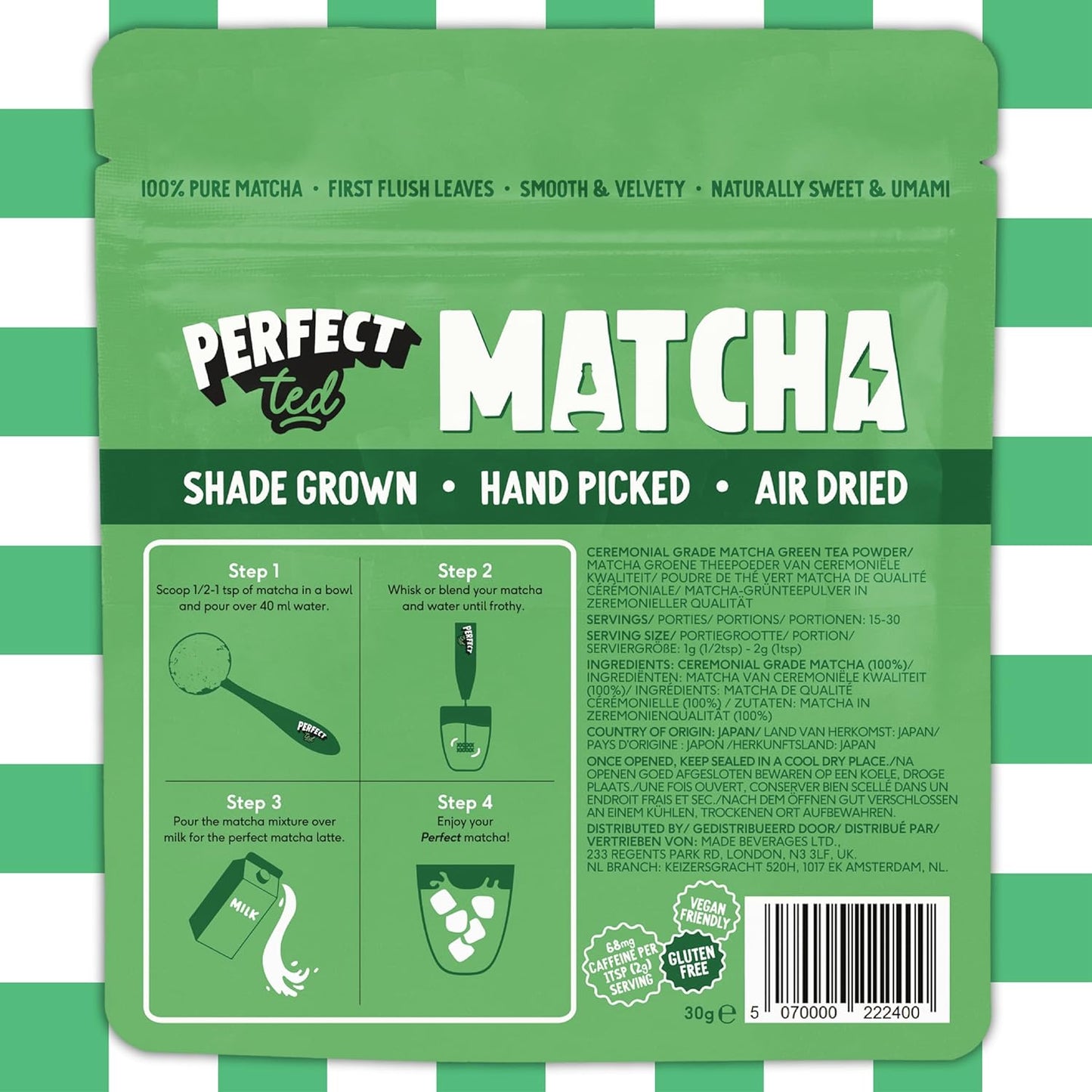 Perfect Ted Matcha | Summer Berry 75g | Ceremonial Grade Matcha Latte Powder | Japanese Matcha Tea Powder | Matcha Fuel (30 Servings)