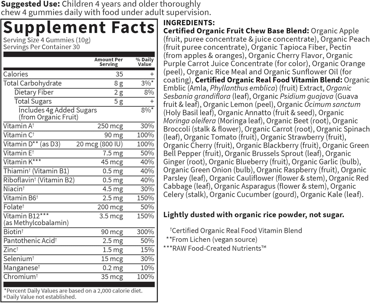 Garden of Life - mykind Organics Kids Gummy Vitamins - Fruit - Certified Organic, Non-GMO & Vegan Complete Children's Multi - B12, C & D3 - Gluten, Soy & Dairy Free - 120 Real Fruit Chew Gummies