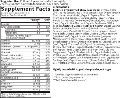 Garden of Life - mykind Organics Kids Gummy Vitamins - Fruit - Certified Organic, Non-GMO & Vegan Complete Children's Multi - B12, C & D3 - Gluten, Soy & Dairy Free - 120 Real Fruit Chew Gummies