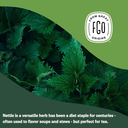 FGO Organic Nettle Leaf Tea, 100 Count, Eco-Conscious Tea Bags, Caffeine Free, Resealable Bag, Packaging May Vary (Pack of 1)