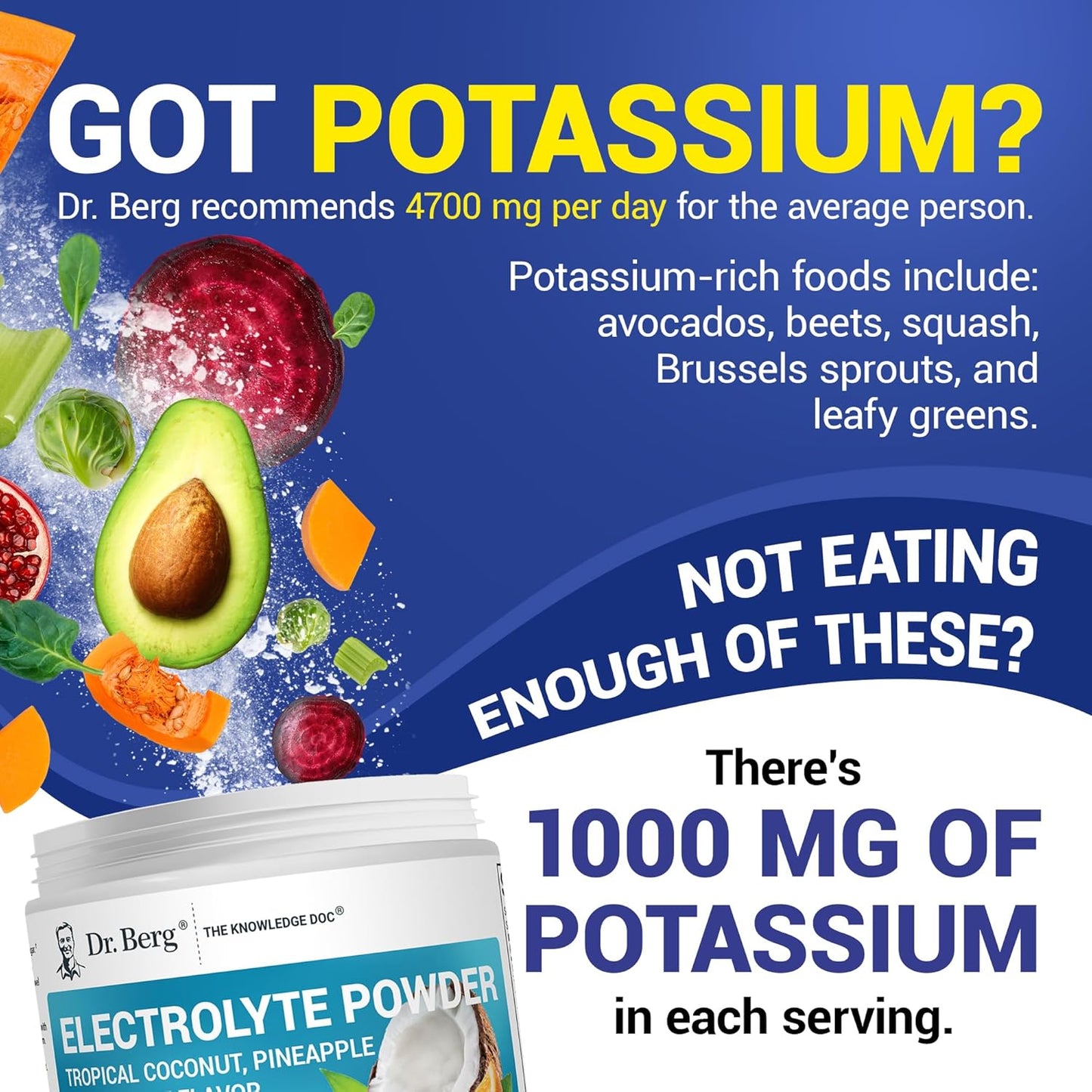 Dr. Berg Zero Sugar Hydration Keto Electrolyte Powder - Enhanced w/ 1000 mg of Potassium & Real Pink Himalayan Salt (NOT Table Salt) - Lemonade Flavor Hydration Drink Mix Supplement - 100 Servings