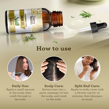 GuruNanda Rosemary Mint for Hair Growth with Keratin & Vitamin E Oil - Encourages Scalp, Shine & Hair Strengthening- 100% Natural, Cruelty-Free, 8oz