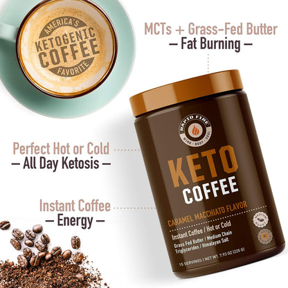 Rapidfire Ketogenic Fair Trade Instant Keto Coffee Mix Supports Energy Metabolism Weight Loss Ketogenic Diet Canister 15 servings, Original, 7.93 Ounce