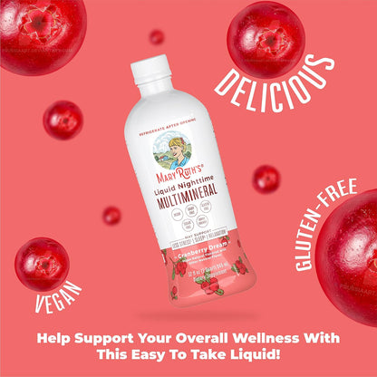MaryRuth Organics Liquid Nighttime Multimineral | No Melatonin | Bedtime Routine | Magnesium Citrate | Calcium | Zinc | Vitamin D3| Available in 4 Flavors - Vegan | Sugar Free | Gluten Free | 32 Oz