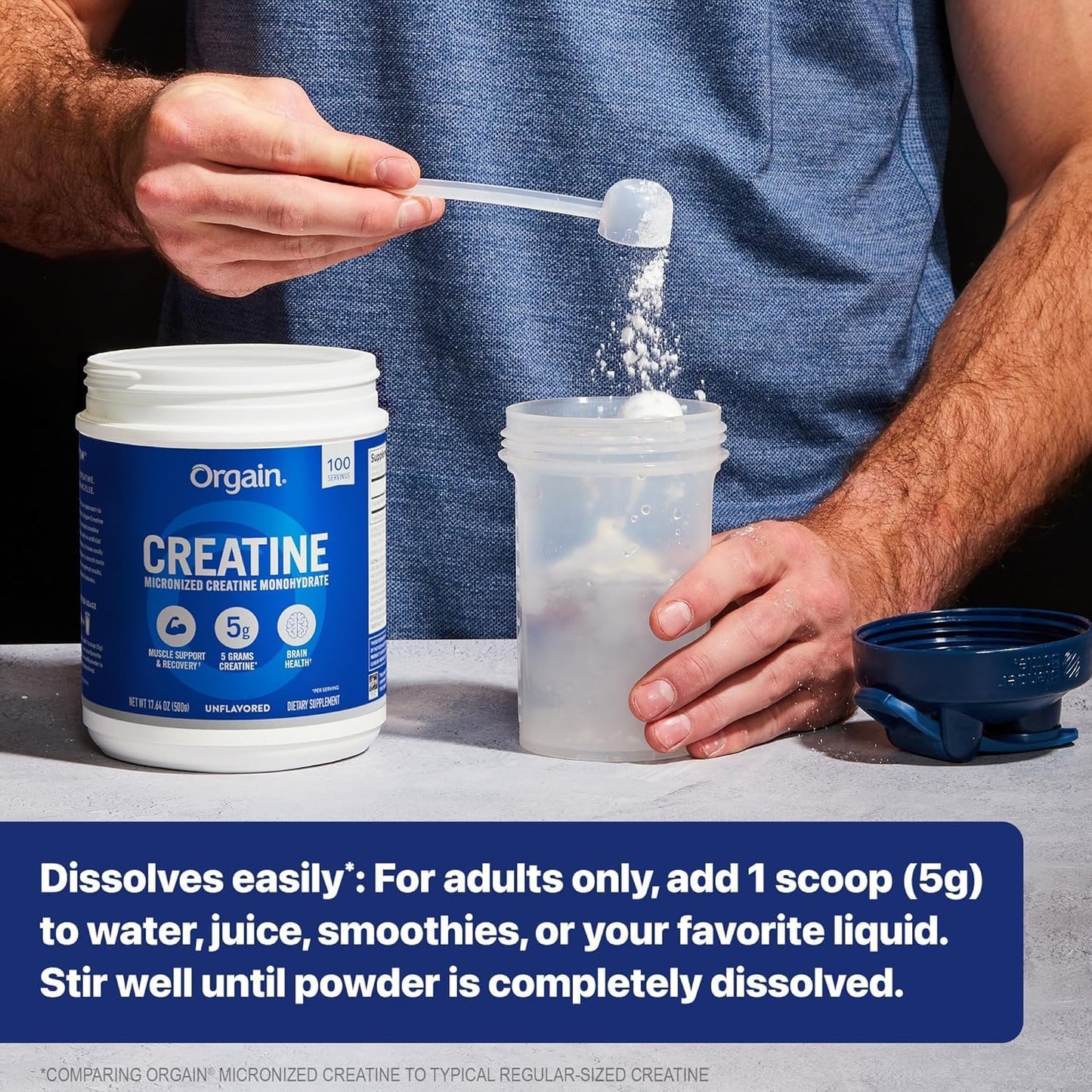 Orgain 5g Micronized Creatine Monohydrate, Unflavored, 1.48lbs