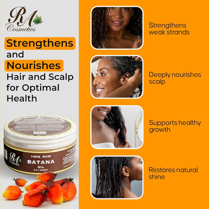 RA COSMETICS 100% Natural Unrefined Batana Hair Oil for Growth, Repair & Strength | 8 oz Nourishing Moisturizer for Damaged Hair from Honduras