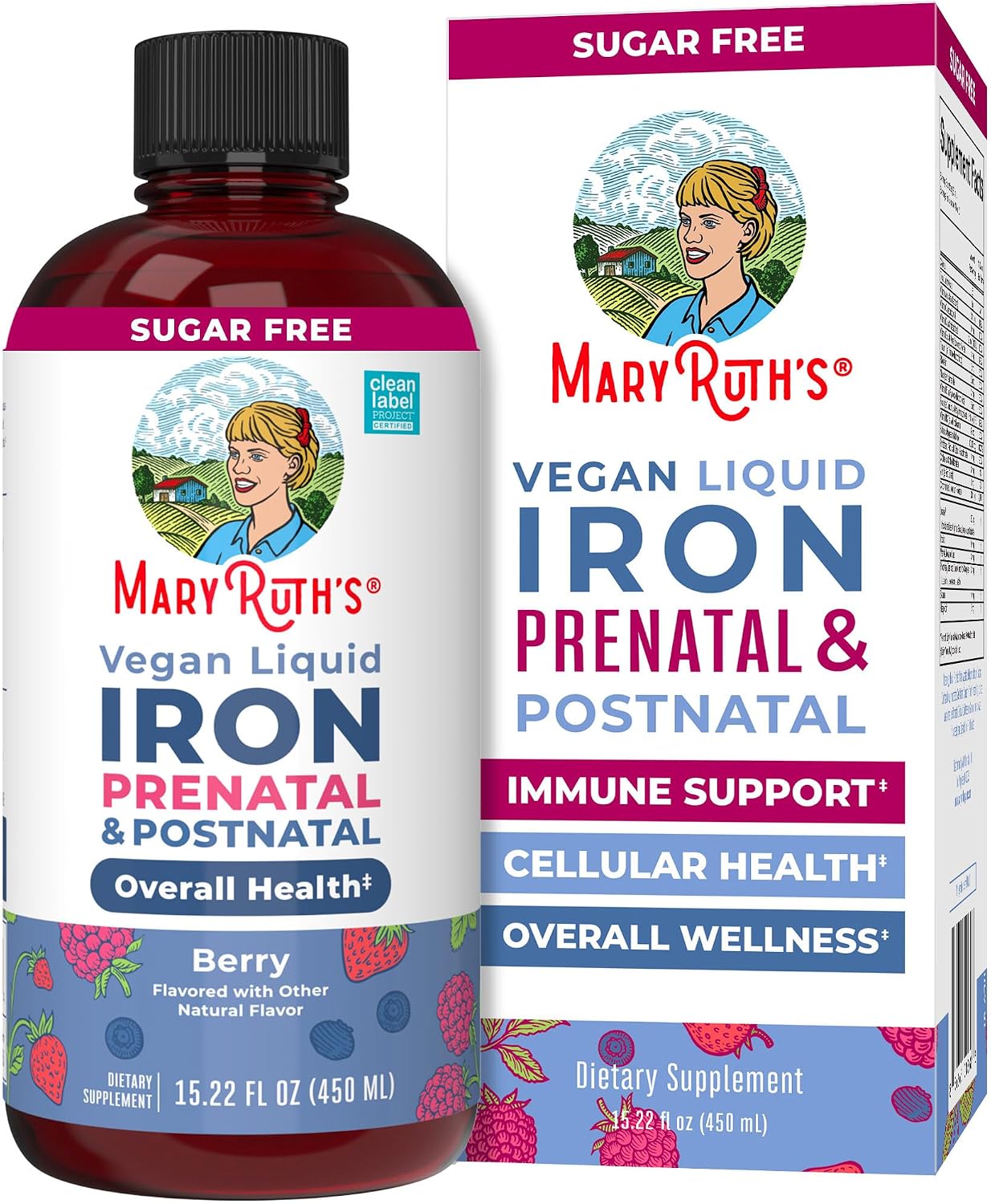 Iron Supplement Prenatal & Postnatal | Liquid Iron Supplement for Pregnant & Lactating | Iron Supplement for Iron Deficiency | Immune Support | Sugar Free | Vegan | Non-GMO | Gluten Free | 15.22 Fl Oz