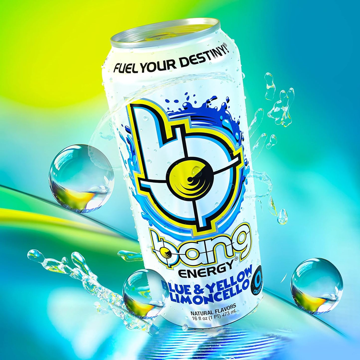 Bang Energy Blue and Yellow Limoncello, 0 Calories, Sugar Free with Super Creatine, 16oz Cans - Blue and Yellow Limoncello Bang Energy drinks 16 oz. Cans) – With Queen Jax Fridge Magnet - Exclusive Flavor! Zero Calories