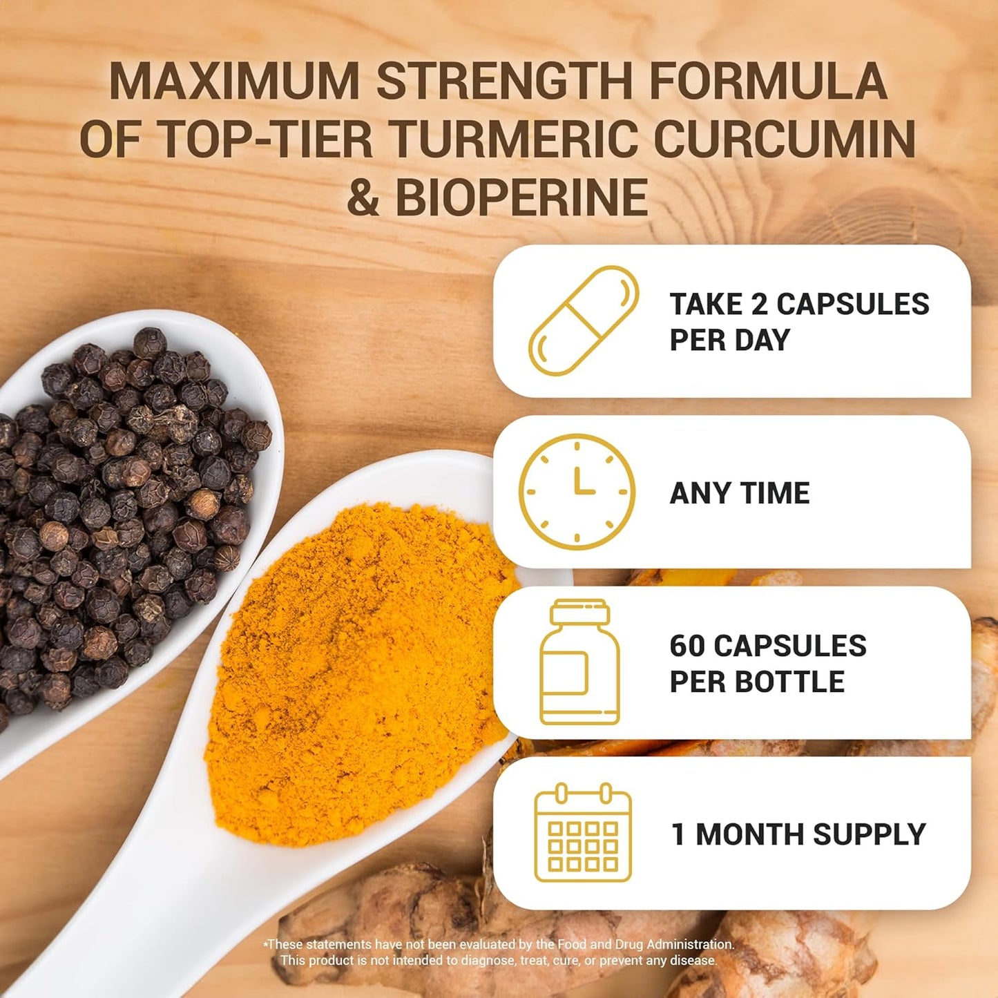 Dr. Berg (Only 2 Per Day) Turmeric Supplement with Black Pepper (BioPerine) - 1350 mg Turmeric Curcumin Supplement with 95% Curcuminoids – Turmeric Curcumin with Black Pepper – 60 Turmeric Capsules