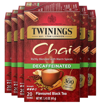 Twinings Mango & Pineapple Herbal Tea Individually Wrapped Bags, 20 Count (Pack of 6), Naturally Caffeine-Free, Enjoy Hot or Iced, 120 Teabags