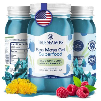 TrueSeaMoss Sea Moss Gel – Made in USA – Wildcrafted Seamoss, Fresh Fruits & Sea Vegetables – Apple/Cinnamon, Pack of 1 (Labels may Vary)