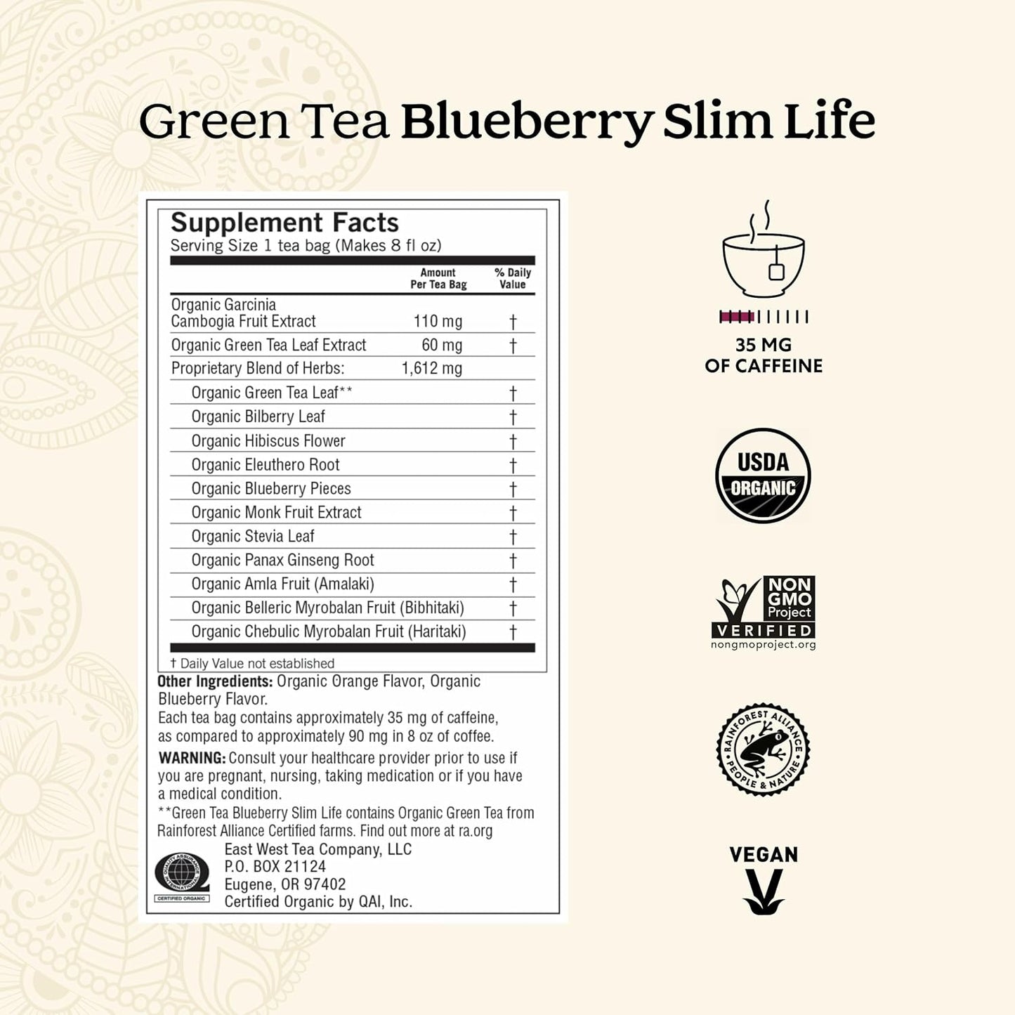 Yogi Tea - Green Tea Blueberry Slim Life (4 Pack) - Energizes and Supports a Dieting Program with Garcinia Cambogia - Contains Caffeine - 64 Organic Tea Bags