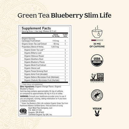 Yogi Tea - Green Tea Blueberry Slim Life (4 Pack) - Energizes and Supports a Dieting Program with Garcinia Cambogia - Contains Caffeine - 64 Organic Tea Bags