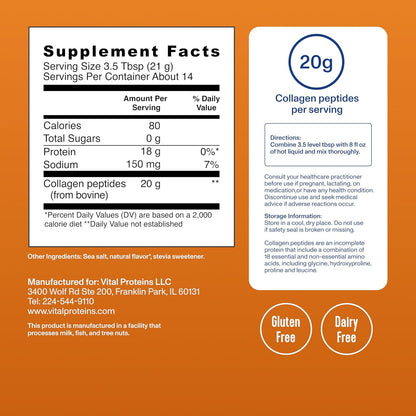 Vital Proteins Collagen Peptides Powder - Grass Fed Collagen Peptides for Hair, Nail, Skin, Bone & Joint Health, Vanilla, 23.2 Ounces