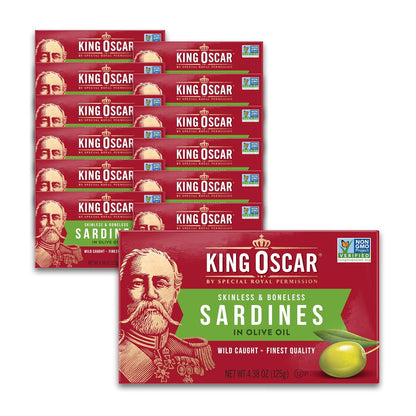 King Oscar Sardines in Water, 4.23 Ounce Cans (Pack of 1( Packaging May Vary), Skinless & Boneless, Wild Caught Canned Sardines, Low Sodium