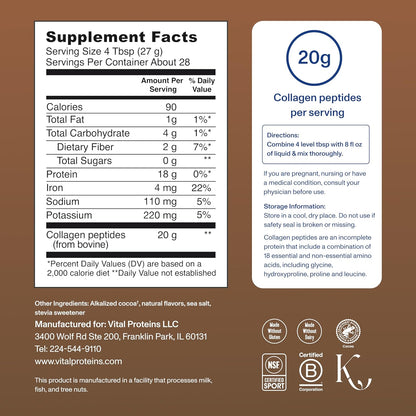 Vital Proteins Collagen Peptides Powder - Grass Fed Collagen Peptides for Hair, Nail, Skin, Bone & Joint Health, Vanilla, 23.2 Ounces