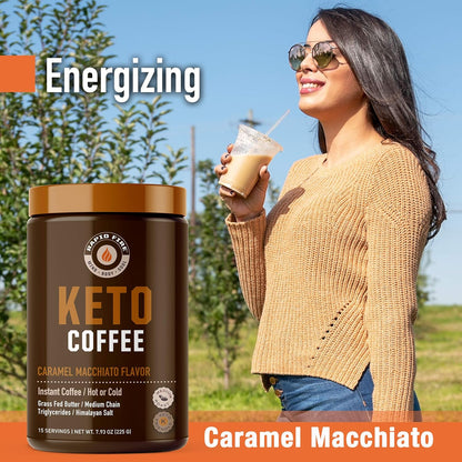 Rapidfire Ketogenic Fair Trade Instant Keto Coffee Mix Supports Energy Metabolism Weight Loss Ketogenic Diet Canister 15 servings, Original, 7.93 Ounce