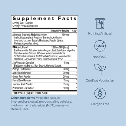 Zenwise Probiotic Digestive Multi Enzymes 180 Count