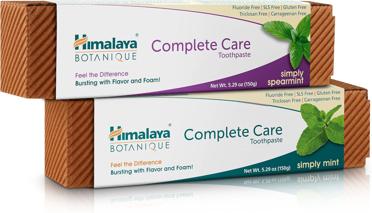 Himalaya Botanique Complete Care Toothpaste, Spearmint Flavor, Fights Plaque, Freshens Breath, Fluoride Free, No Artificial Flavors, SLS Free, Cruelty Free, Foaming, 5.29 Oz, 1 Pack