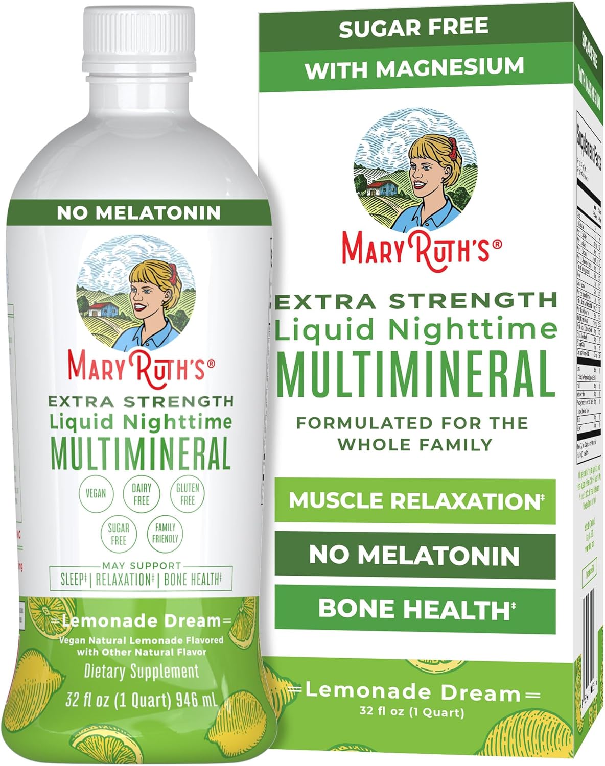 MaryRuth Organics Liquid Nighttime Multimineral | No Melatonin | Bedtime Routine | Magnesium Citrate | Calcium | Zinc | Vitamin D3| Available in 4 Flavors - Vegan | Sugar Free | Gluten Free | 32 Oz